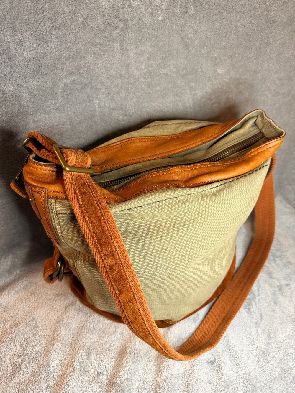 Lucky Brand Canvas Messenger Bag with Leather Trim - Picture 3 of 9